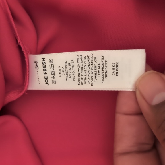 Joe Fresh| Hot Pink Long Sleeve Button Up Blouse Some Recycled Materials - Picture 13 of 16
